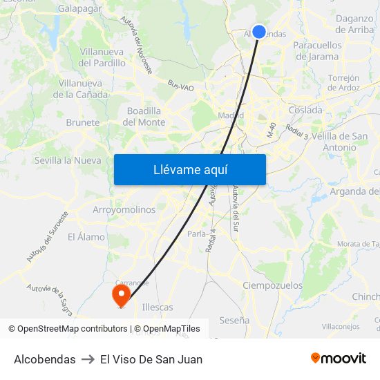 Alcobendas to El Viso De San Juan map