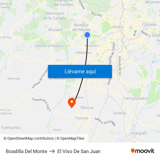Boadilla Del Monte to El Viso De San Juan map