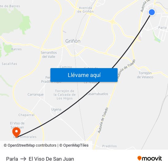 Parla to El Viso De San Juan map