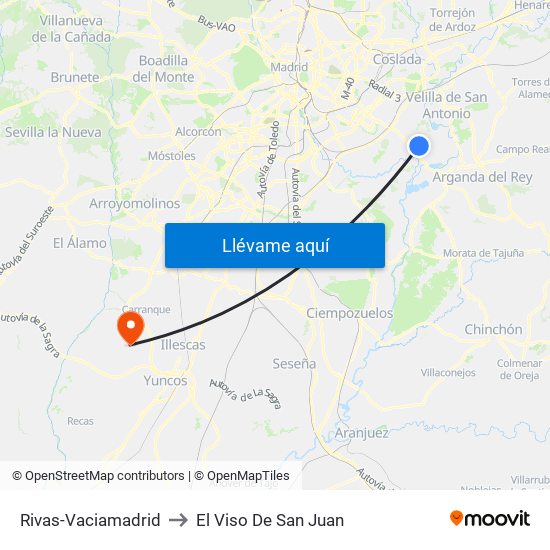 Rivas-Vaciamadrid to El Viso De San Juan map