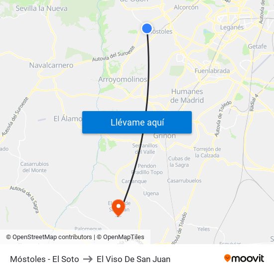 Móstoles - El Soto to El Viso De San Juan map