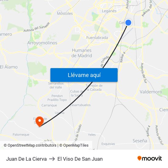 Juan De La Cierva to El Viso De San Juan map