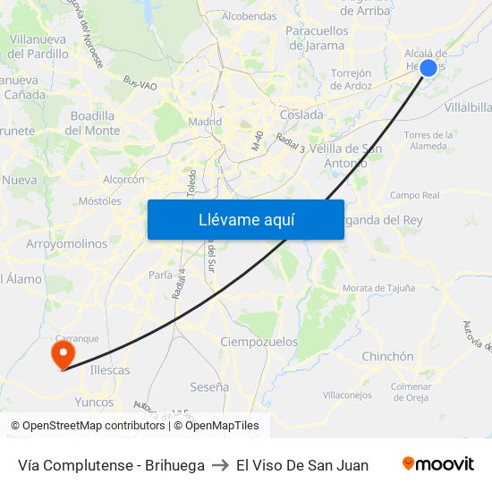 Vía Complutense - Brihuega to El Viso De San Juan map