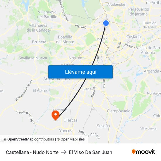 Castellana - Nudo Norte to El Viso De San Juan map