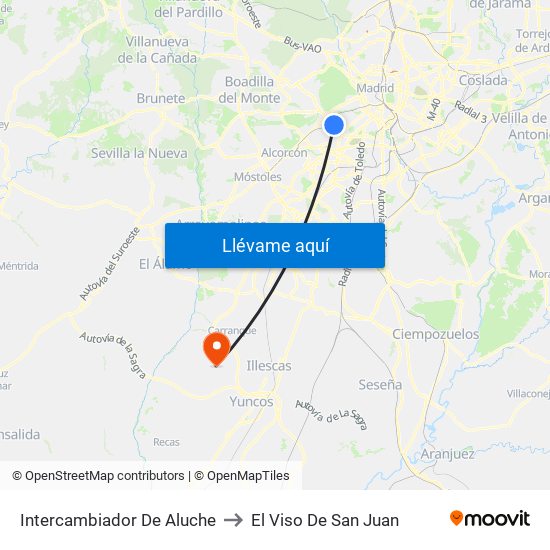 Intercambiador De Aluche to El Viso De San Juan map
