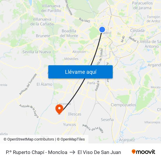 P.º Ruperto Chapí - Moncloa to El Viso De San Juan map