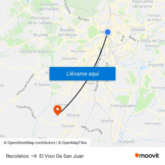 Recoletos to El Viso De San Juan map