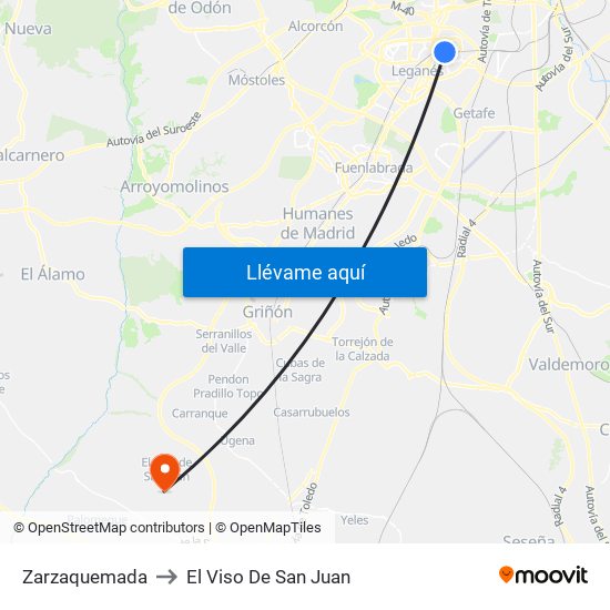 Zarzaquemada to El Viso De San Juan map