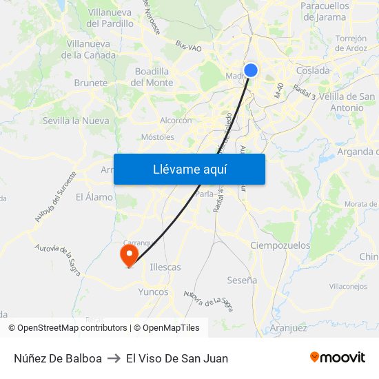 Núñez De Balboa to El Viso De San Juan map