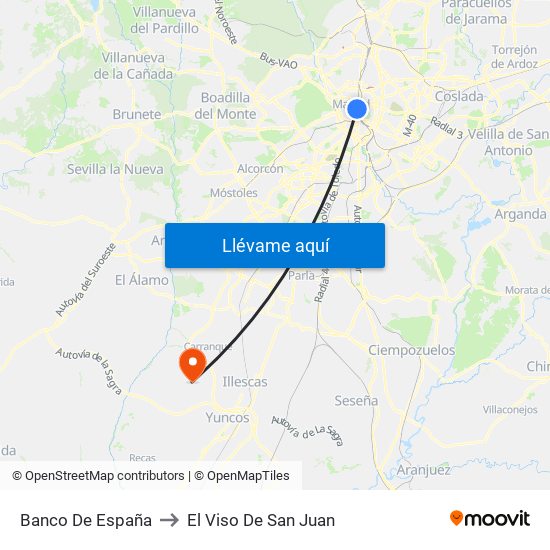 Banco De España to El Viso De San Juan map