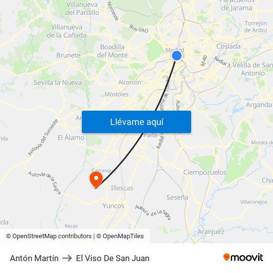 Antón Martín to El Viso De San Juan map