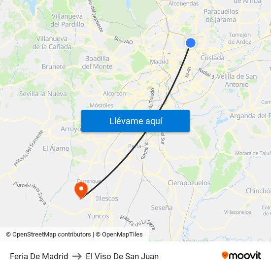 Feria De Madrid to El Viso De San Juan map