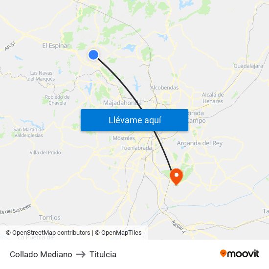 Collado Mediano to Titulcia map