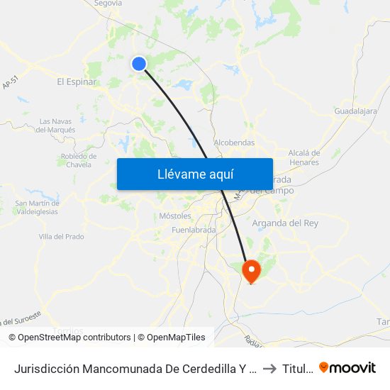 Jurisdicción Mancomunada De Cerdedilla Y Navacerrada to Titulcia map