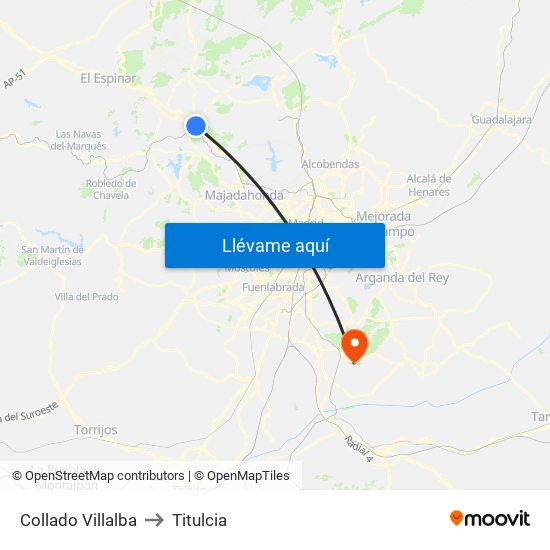 Collado Villalba to Titulcia map