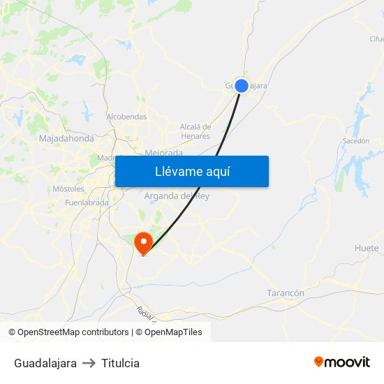 Guadalajara to Titulcia map