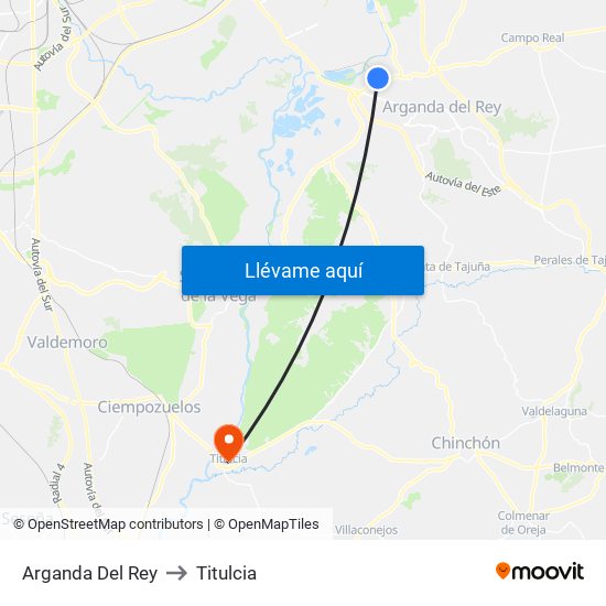 Arganda Del Rey to Titulcia map