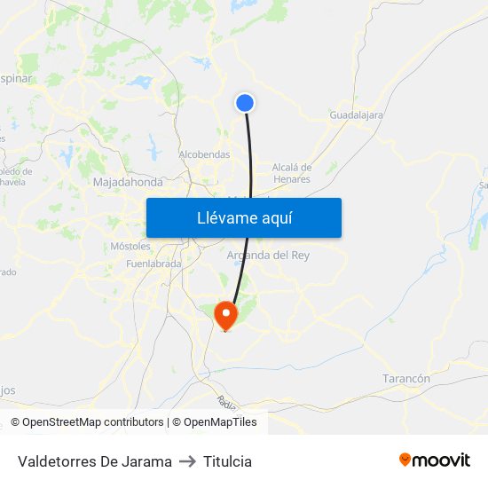 Valdetorres De Jarama to Titulcia map