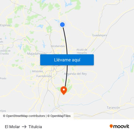 El Molar to Titulcia map