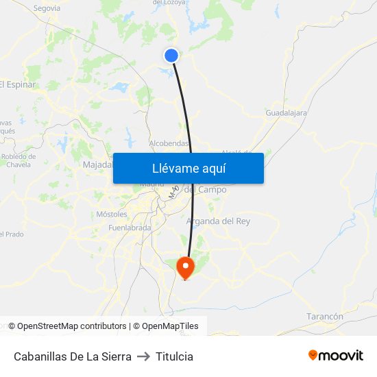 Cabanillas De La Sierra to Titulcia map