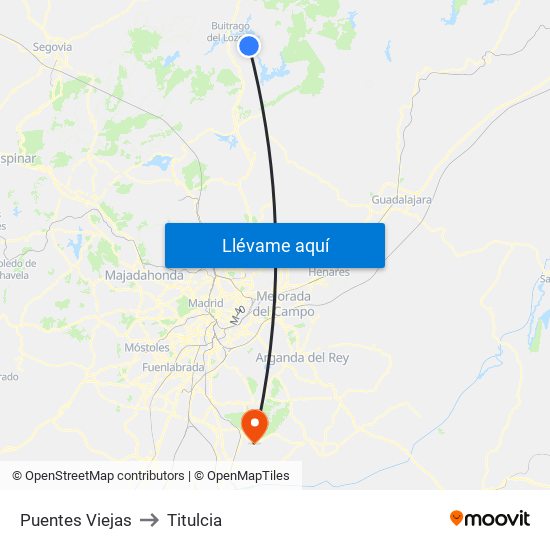 Puentes Viejas to Titulcia map