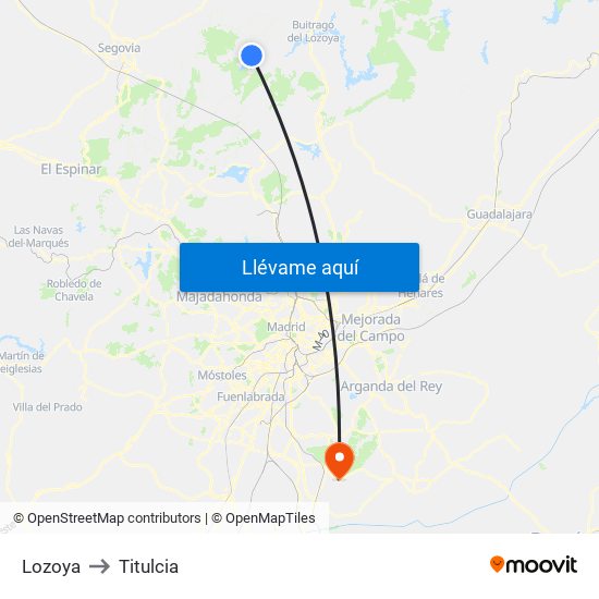 Lozoya to Titulcia map