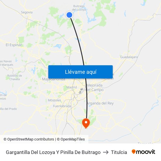 Gargantilla Del Lozoya Y Pinilla De Buitrago to Titulcia map