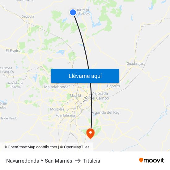 Navarredonda Y San Mamés to Titulcia map