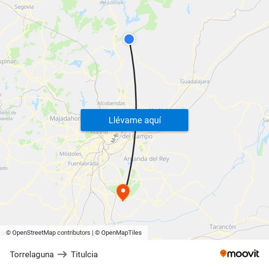 Torrelaguna to Titulcia map