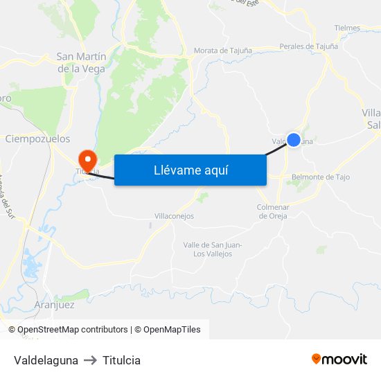 Valdelaguna to Titulcia map