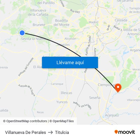 Villanueva De Perales to Titulcia map
