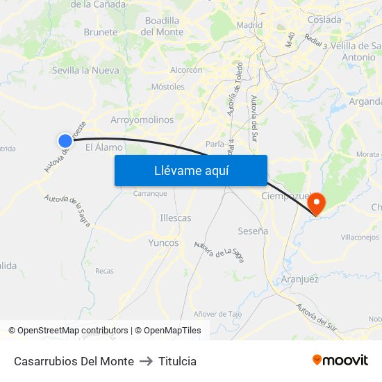 Casarrubios Del Monte to Titulcia map