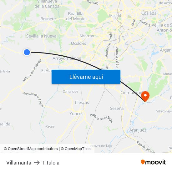 Villamanta to Titulcia map
