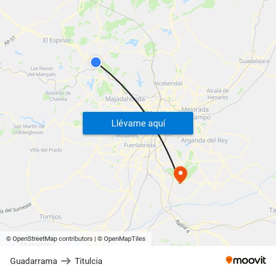 Guadarrama to Titulcia map