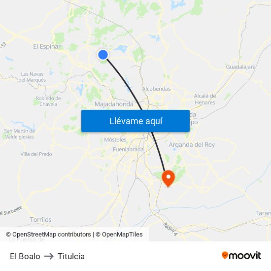 El Boalo to Titulcia map