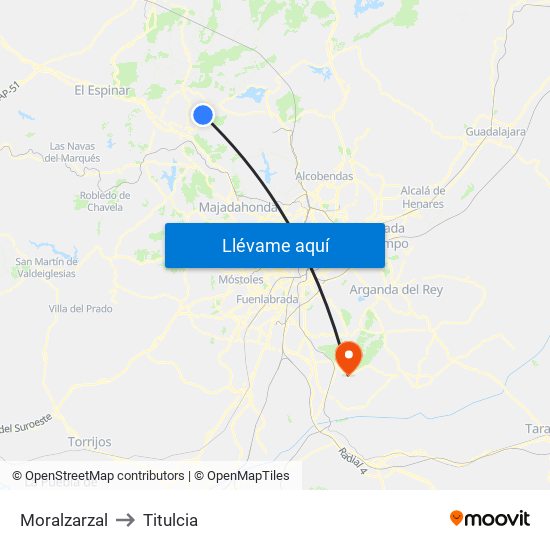 Moralzarzal to Titulcia map