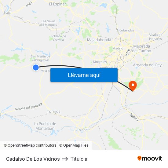 Cadalso De Los Vidrios to Titulcia map