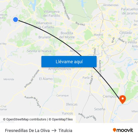 Fresnedillas De La Oliva to Titulcia map