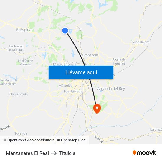 Manzanares El Real to Titulcia map