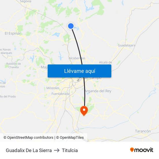 Guadalix De La Sierra to Titulcia map