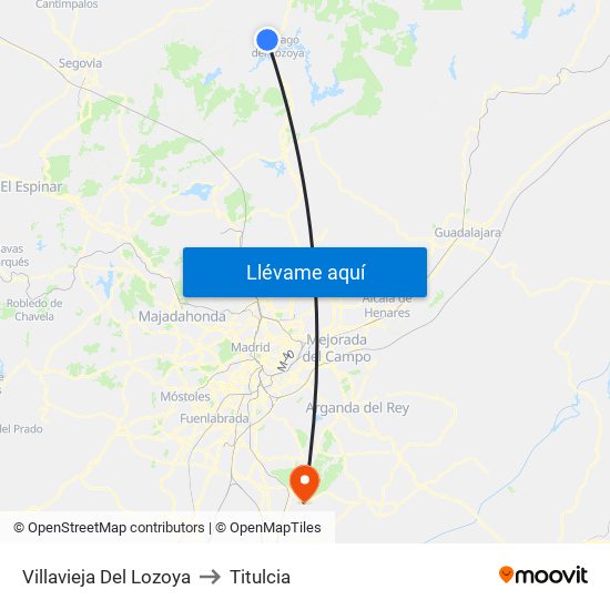 Villavieja Del Lozoya to Titulcia map