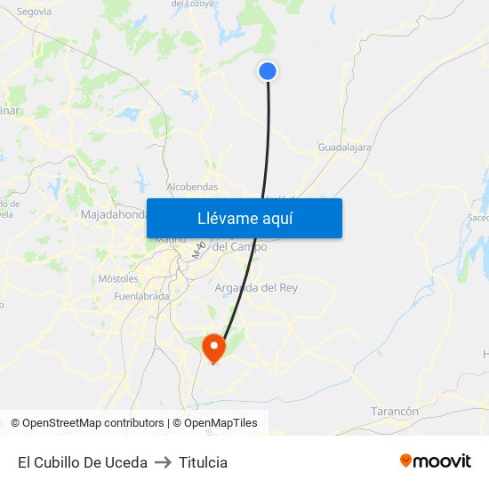 El Cubillo De Uceda to Titulcia map