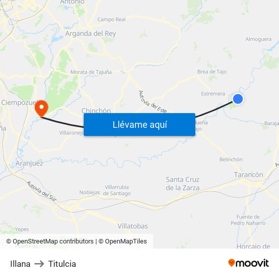 Illana to Titulcia map