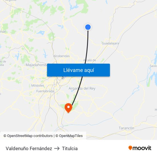 Valdenuño Fernández to Titulcia map