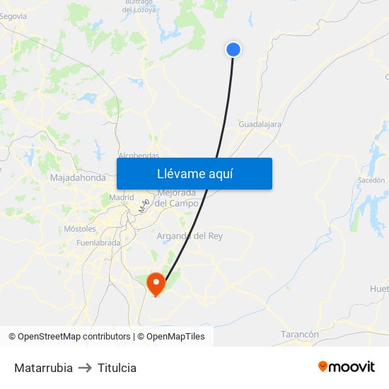 Matarrubia to Titulcia map