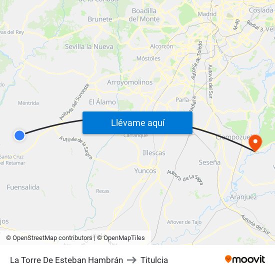 La Torre De Esteban Hambrán to Titulcia map
