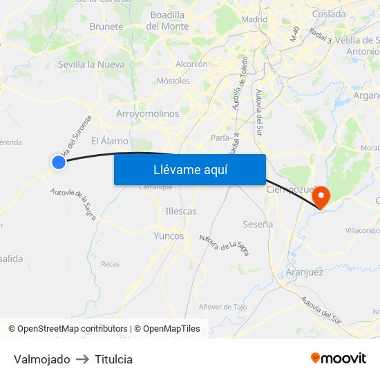 Valmojado to Titulcia map