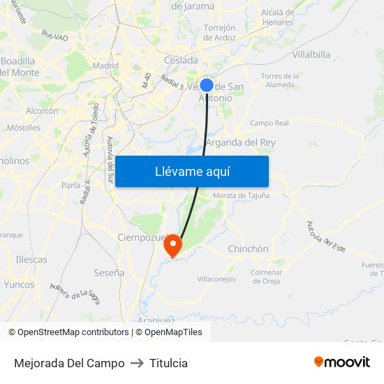 Mejorada Del Campo to Titulcia map