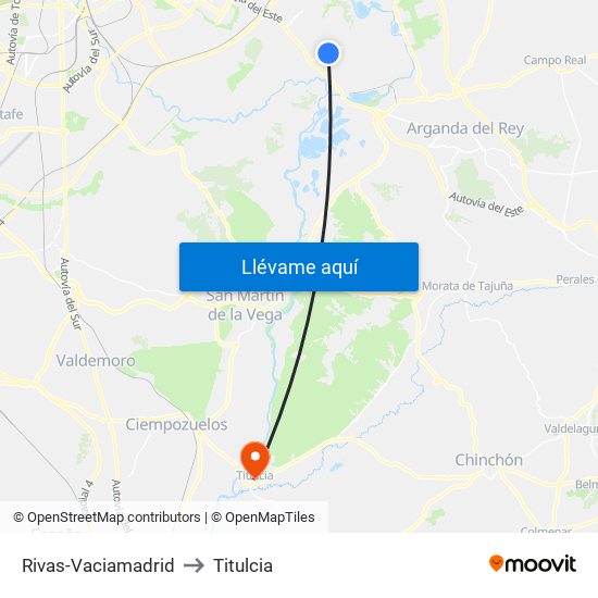 Rivas-Vaciamadrid to Titulcia map
