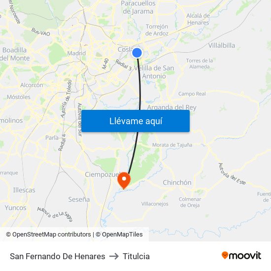 San Fernando De Henares to Titulcia map